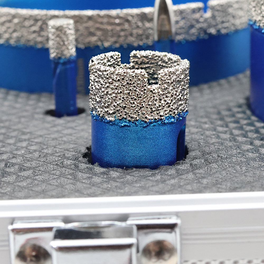 BRSCHNITT Triangle Shank Diamond Drill Bit Set 6-100mm with 20mm Finger Bit and 50mm Chamfer Bit for Tile Porcelain Granite Marble