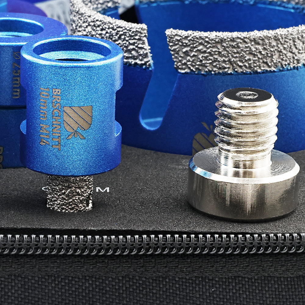 BRSCHNITT 11pcs M14 Diamond Hole Saw Kit 6-68mm with Chamfer Bit Adapter for Tile Marble Granite