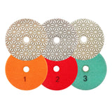 BRSCHNITT Dry & Wet 3-Step Diamond Polishing Pad Set for Granite Quartz Marble Stone Polishing