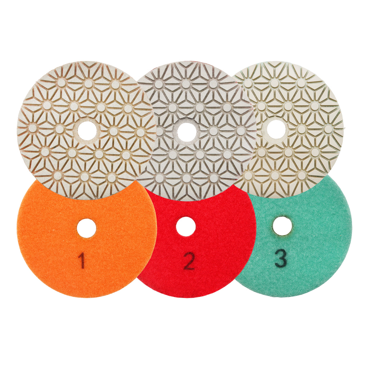 BRSCHNITT Dry & Wet 3-Step Diamond Polishing Pad Set for Granite Quartz Marble Stone Polishing