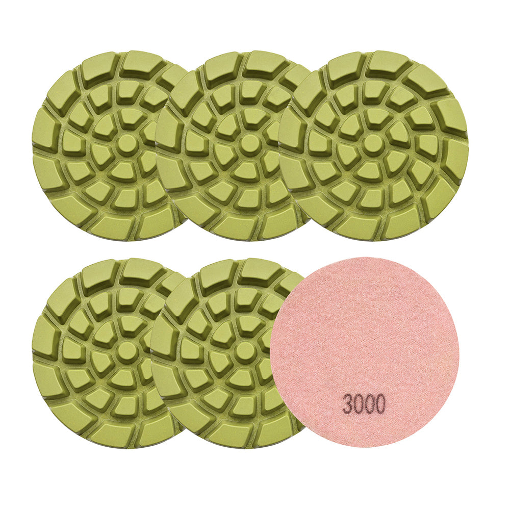 BRSCHNITT 6pcs Resin Bond Diamond Floor Polishing Pads 4" for Concrete Polishing