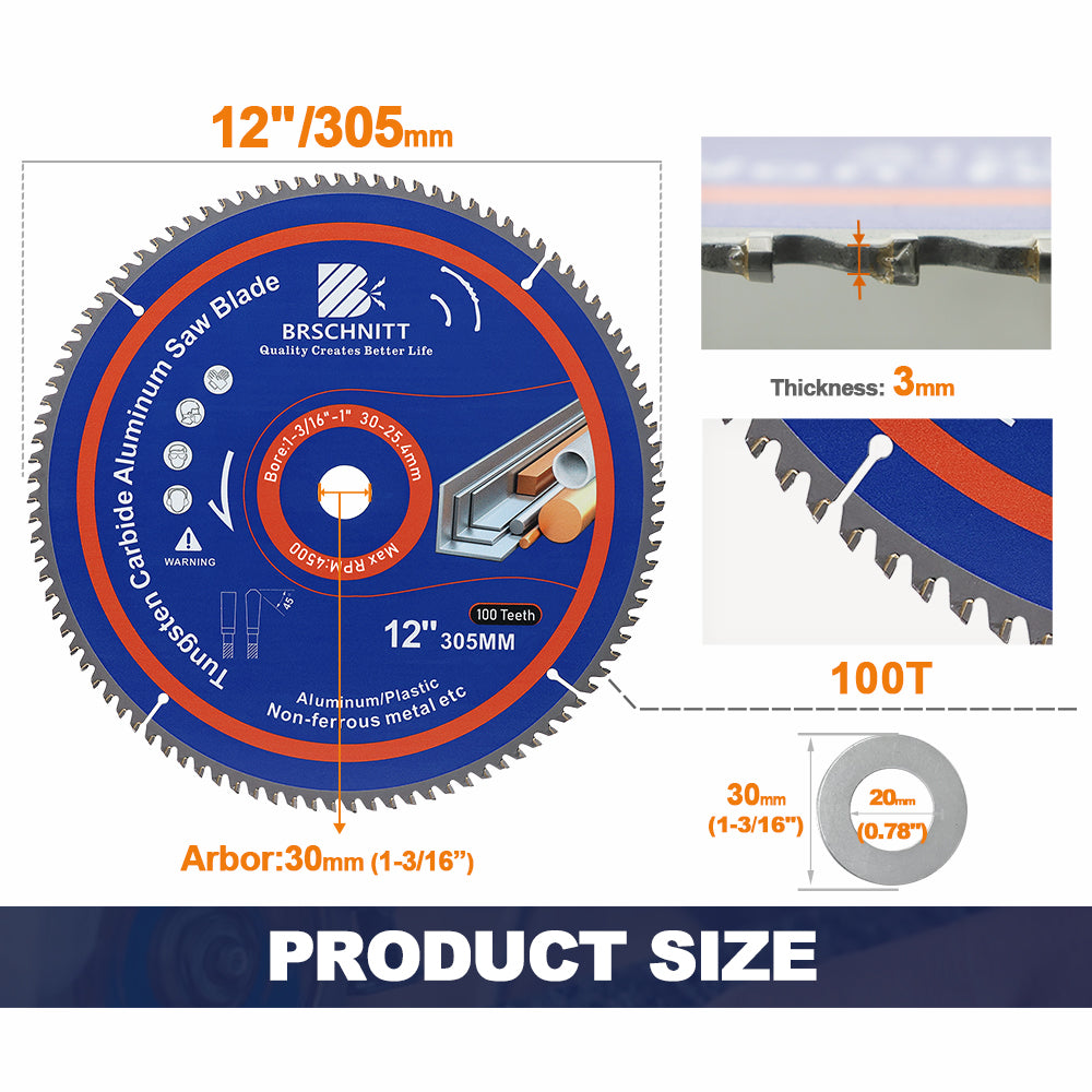 BRSCHNITT 1 Stück/2 Stück 184/255/305 mm Sägeblätter zum Schneiden von Aluminium-Kunststoff 
