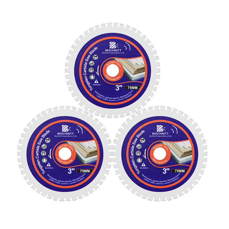 BRSCHNITT 2/3pcs Brazed Carbide Woodworking Saw Blade for Wood with Nail Rubber Plastic Cutting Disc Diameter 75/100/115/125mm Disc