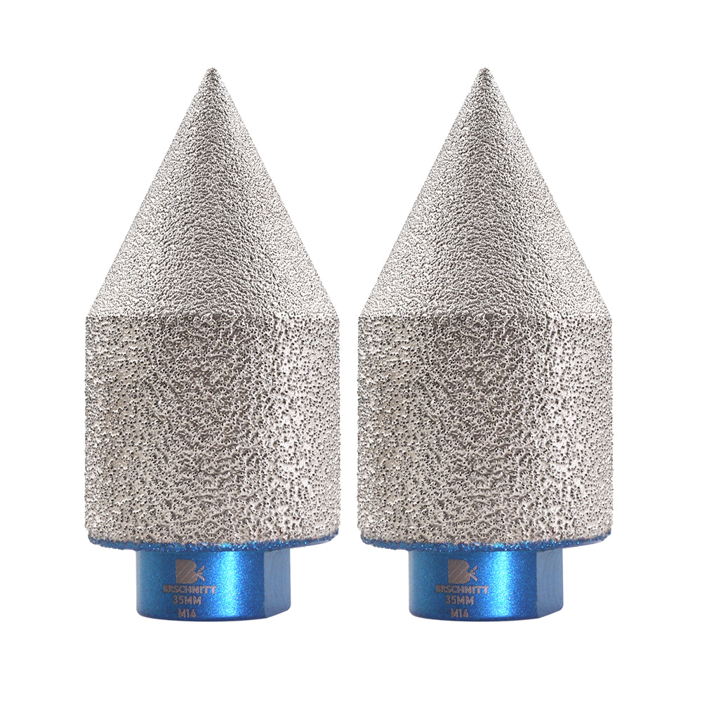 BRSCHNITT Diamant-Fasenfräser-Fingerbits, vakuumgelötet, 1 Stück, Durchmesser 20/25/35/50 mm, Formfräsen, Vergrößern von Fasenlöchern, Keramikfliesen, Granit