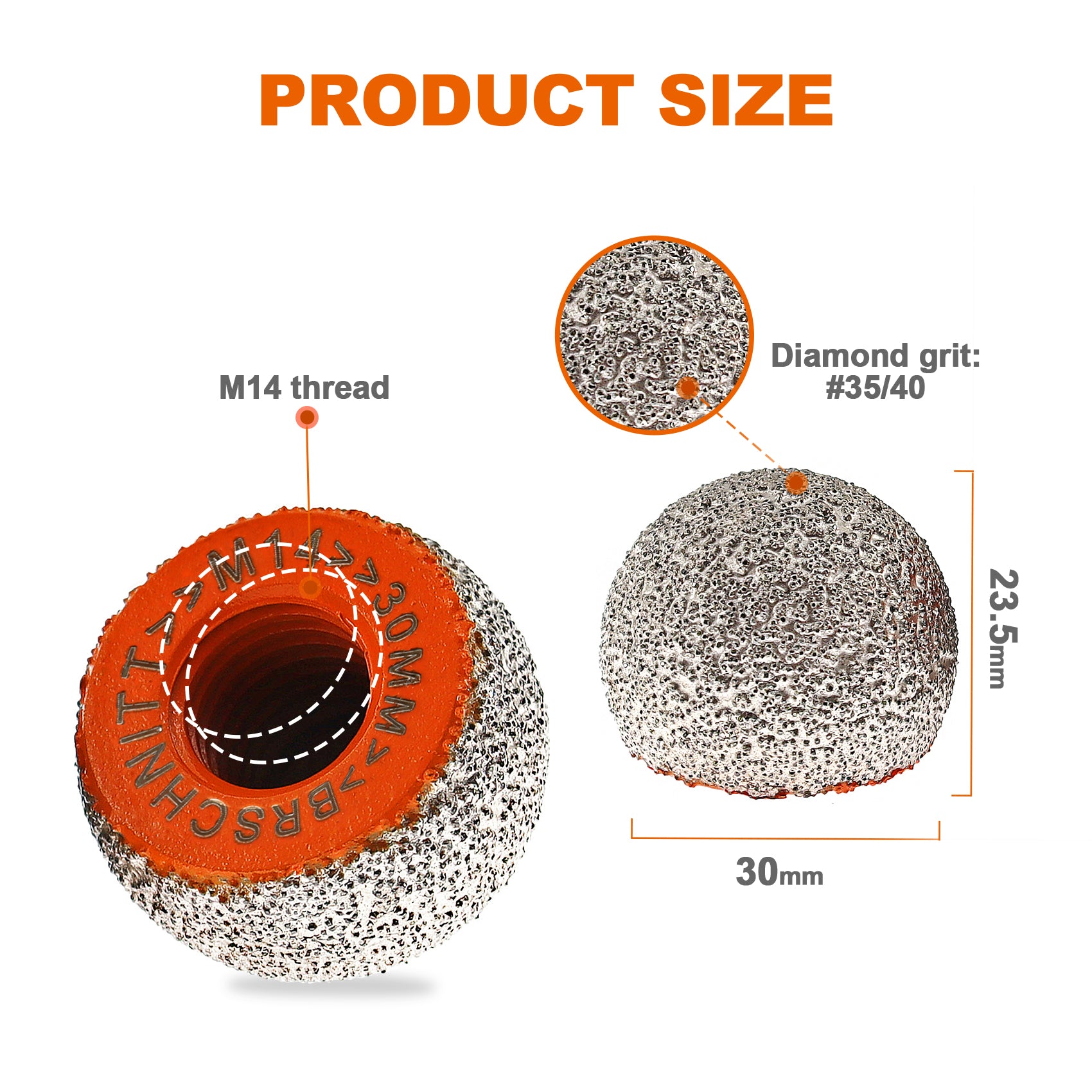 BRSCHNITT 30/50MM Diamond Milling Bits Mushroom Head for Pebble Marble Granite