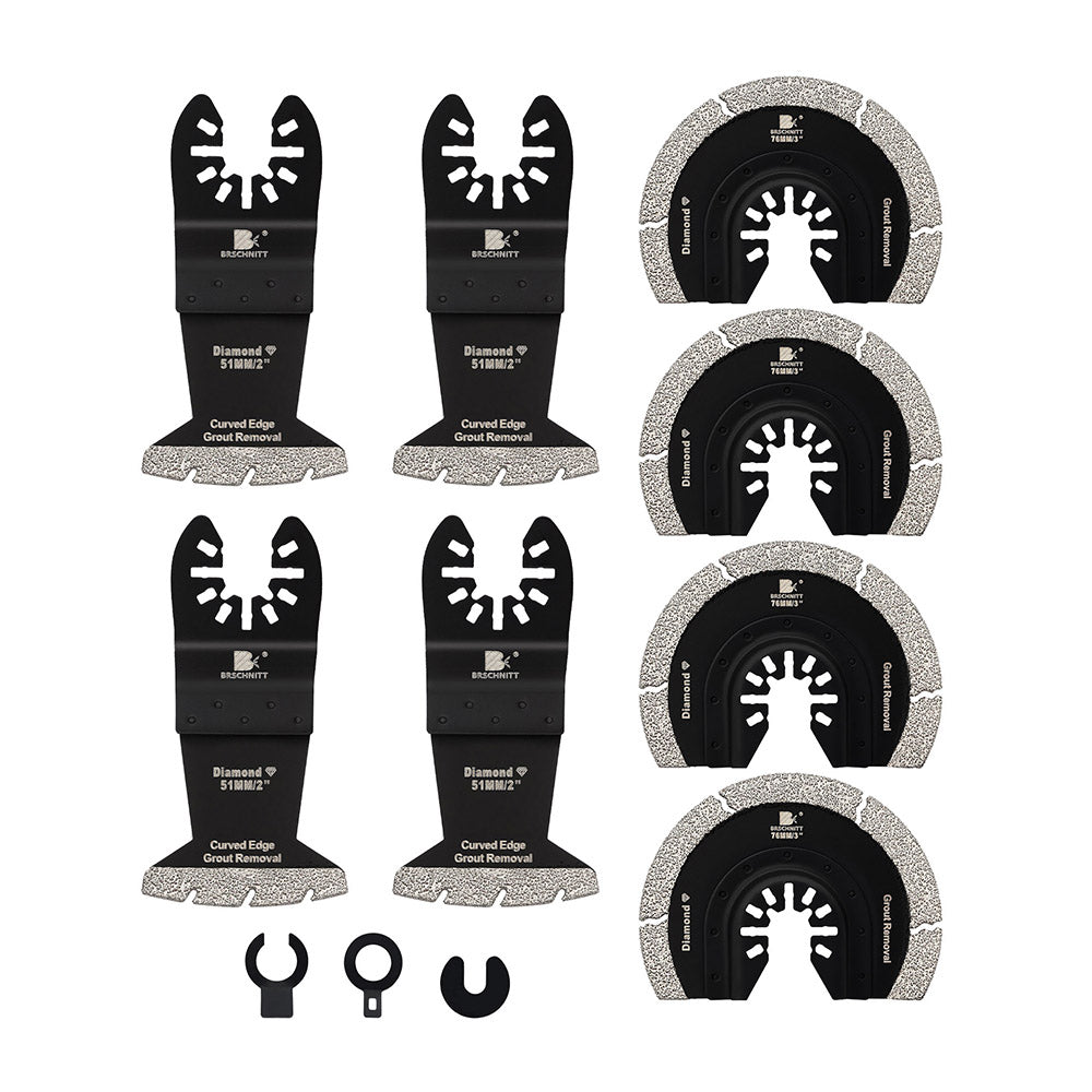 BRSCHNITT Diamond Grit Oscillating Saw Blades 2"/3" for Grout Removal Tile Cement Concrete