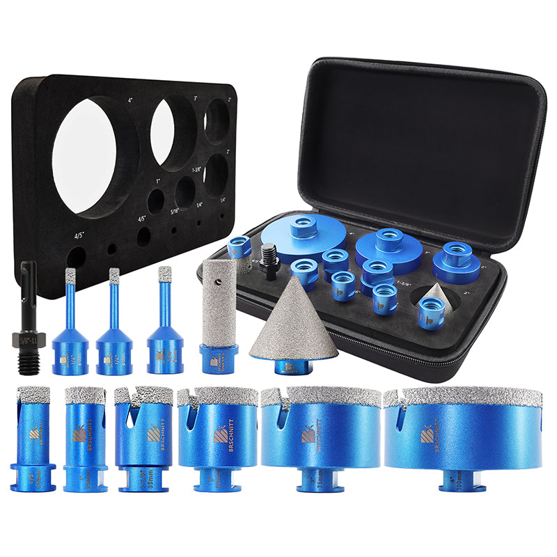 BRSCHNITT 6-100MM 12pcs/kit Diamond Core Drill Bit 5/8''-11 Milling Adapter for Tile Granite Marble Stone