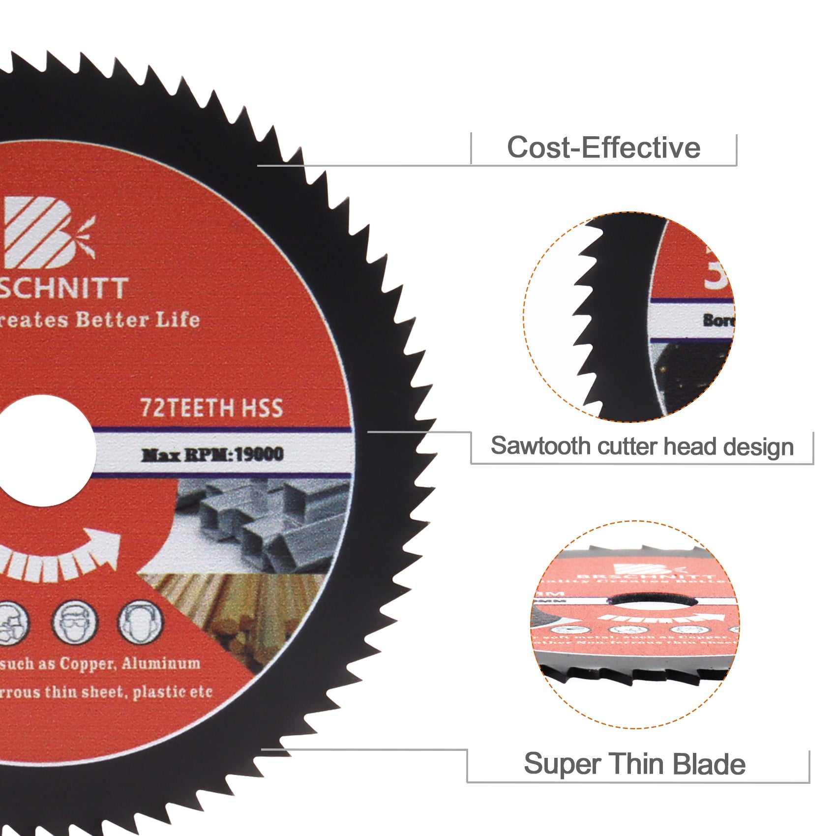BRSCHNITT High-Speed Steel Cutting Disc 1/2/3pcs Dia 3"/75mm Soft Metal Aluminum Wood Plastic Copper Superthin Saw Blade