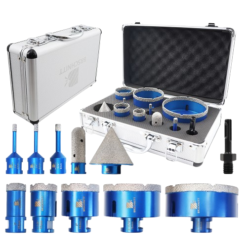 BRSCHNITT 11pcs 5/8”-11 Thread Diamond Drill Bit Set 6-100mm for Ceramic Tile Marble Granite