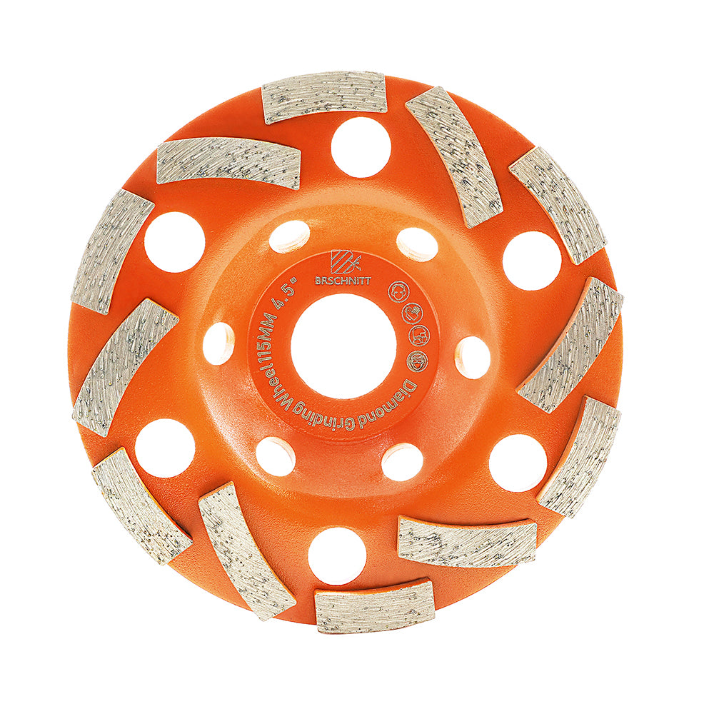 BRSCHNITT 4-1/2" Diamond Grinding Wheel Cup 7/8" Arbor with 5/8" Adapter Bushing #40/50 Grit for Concrete Granite Marble Masonry