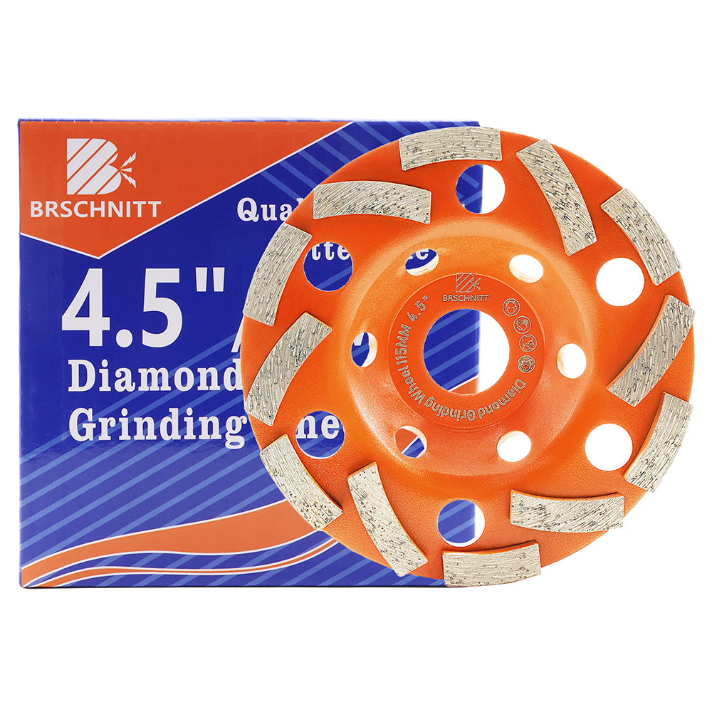 BRSCHNITT 4-1/2" Diamond Grinding Wheel Cup 7/8" Arbor with 5/8" Adapter Bushing #40/50 Grit for Concrete Granite Marble Masonry