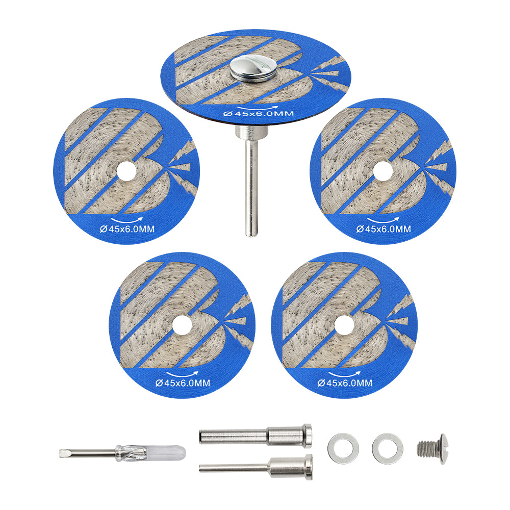 BRSCHNITT 5pcs Diamond Saw Blade Set 30-50mm Sintered Continuous Rim Cutting Disc for Tile Porcelain Ceramic