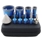BRSCHNITT 10pcs M14 Diamond Drill Bit Set 6-68mm U-Groove Teeth Dry & Wet with Milling & Chamfer Bits for Tile Granite