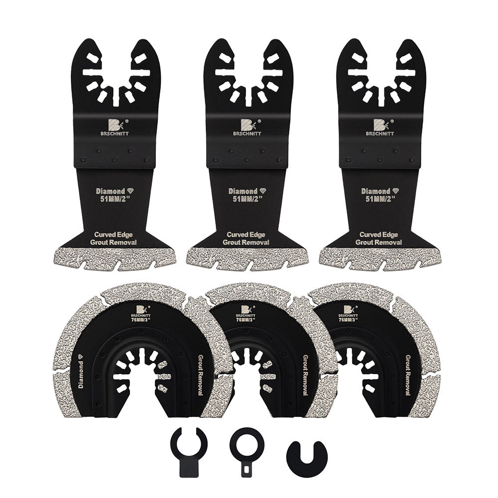 BRSCHNITT Diamond Grit Oscillating Saw Blades 2"/3" for Grout Removal Tile Cement Concrete