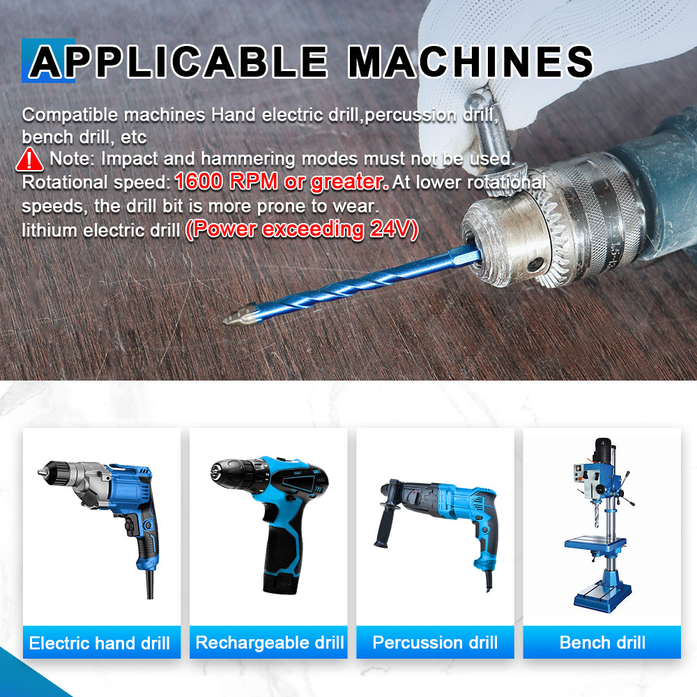 BRSCHNITT 6pcs 5/6/8/10/12mm Drill Bit Set with Tungsten Carbide Tip for Wood Plastic Masonry Ceramic Tile Concrete