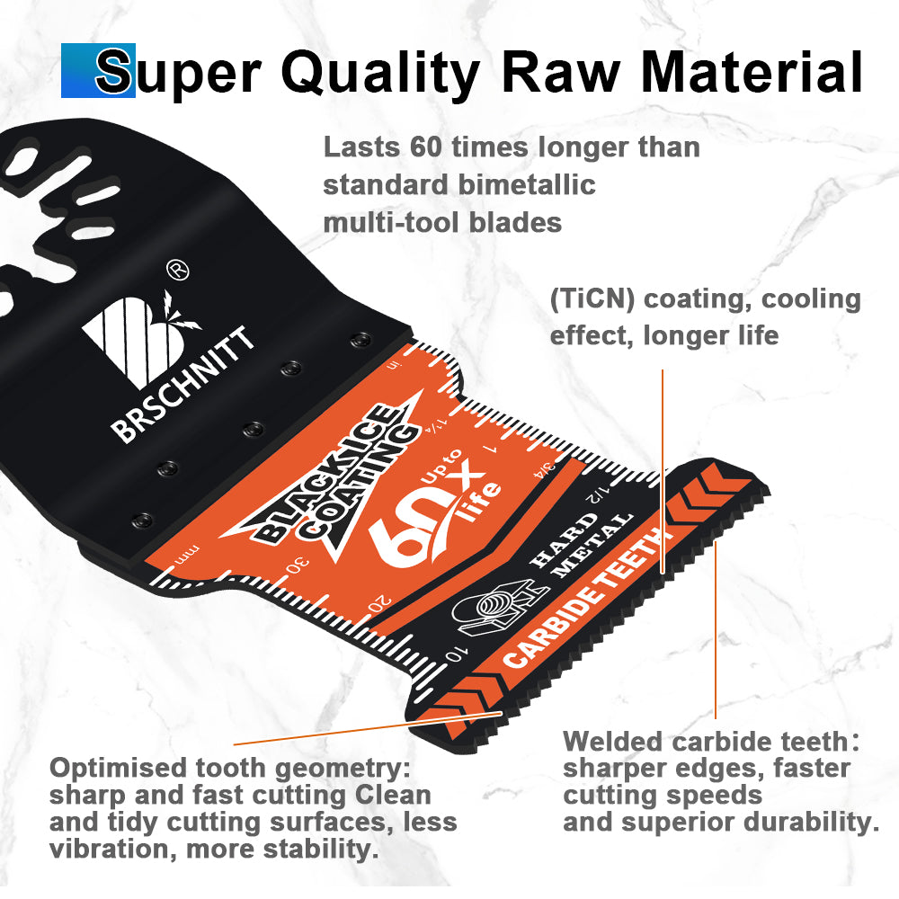 BRSCHNITT Carbide Oscillating Saw Blades with TICN Black Ice Coating for Cutting Nails Bolts Screws Iron