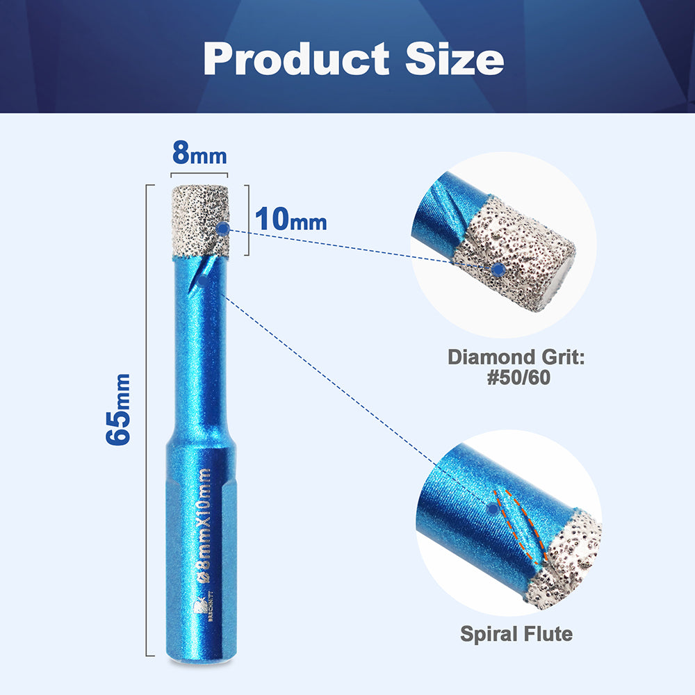 BRSCHNITT 1pcs/5pcs 6/8/10mm Diamond Drill Bit Set Triangle Shank for Tile Ceramic Stone Granite Marble Diameter Porcelain