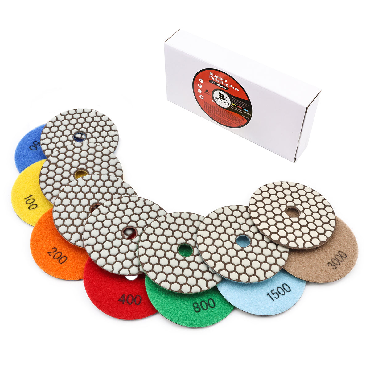 BRSCHNITT DDiamond Trockenpolierpads 4" 7 Stück/Set Polieren von Granit Marmor Keramik Kunststein Schleifscheibe