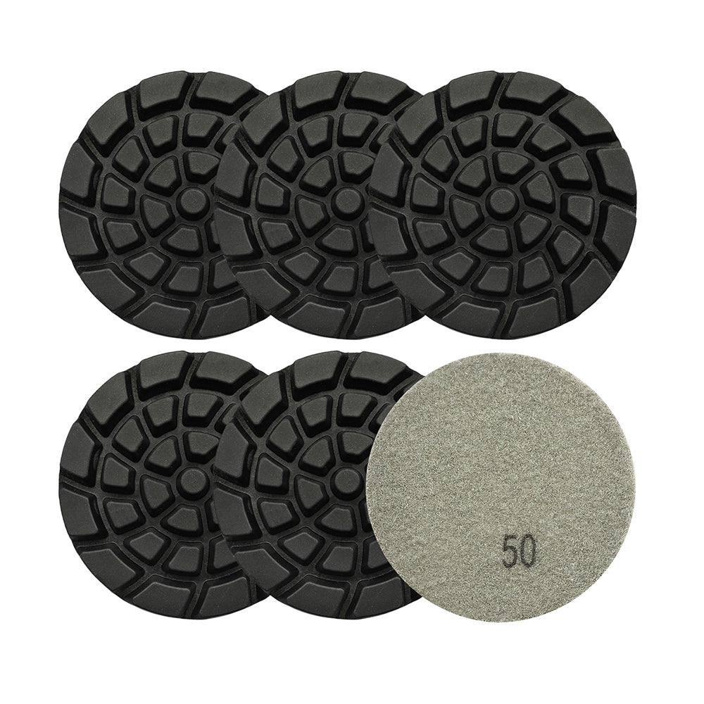 BRSCHNITT 6pcs Resin Bond Diamond Floor Polishing Pads 4" for Concrete Polishing
