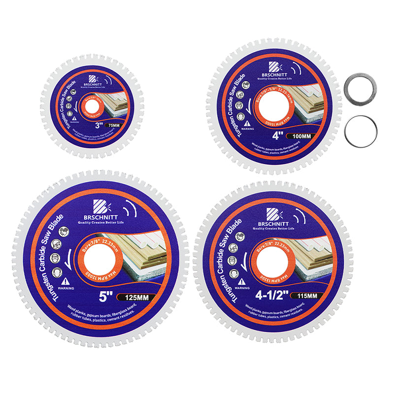 BRSCHNITT 2/3pcs Brazed Carbide Woodworking Saw Blade for Wood with Nail Rubber Plastic Cutting Disc Diameter 75/100/115/125mm Disc