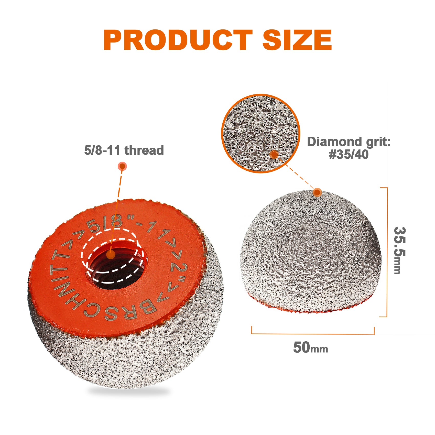 BRSCHNITT 30/50MM Diamond Milling Bits Mushroom Head for Pebble Marble Granite