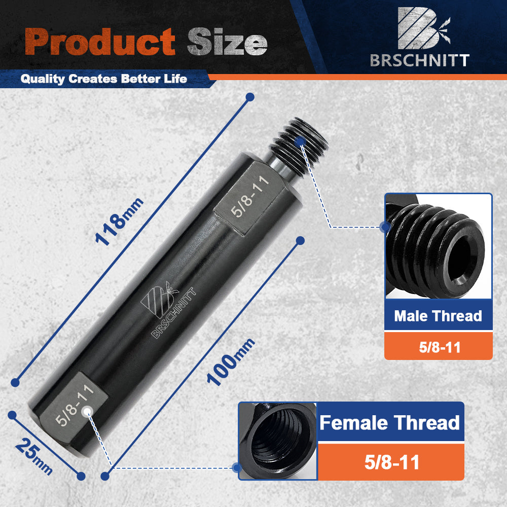 BRSCHNITT Diamond Core Drill Bit Extension M14 & 5/8"-11 Male to Female Thread