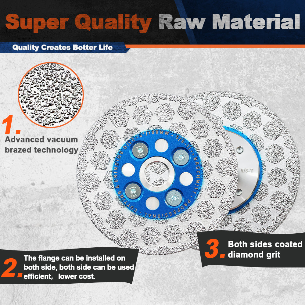 BRSCHNITT M14 & 5/8"-11 Diamond Cutting Grinding Disc 105-125mm for Granite Marble Concrete Tile