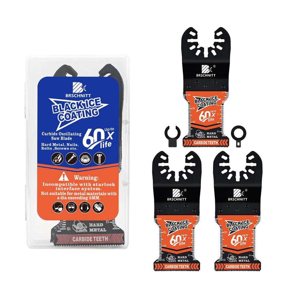 BRSCHNITT Carbide Oscillating Saw Blades with TICN Black Ice Coating for Cutting Nails Bolts Screws Iron