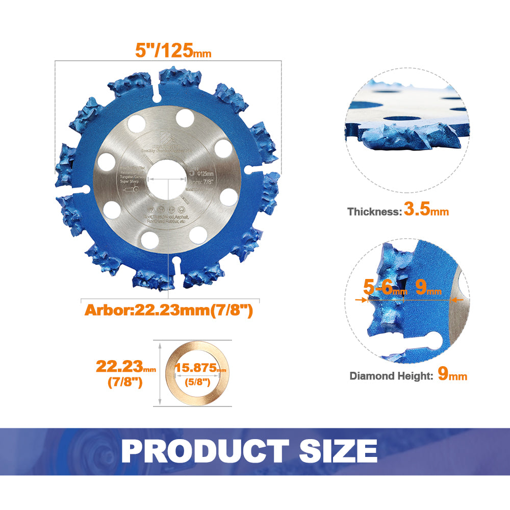 BRSCHNITT Dry Use Tungsten Carbide Multi Wheel 125-230mm for Wood Root Trunk Plastic Hard Rubber Cutting