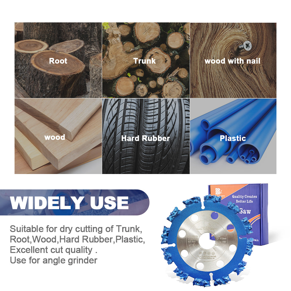BRSCHNITT Dry Use Tungsten Carbide Multi Wheel 125-230mm for Wood Root Trunk Plastic Hard Rubber Cutting