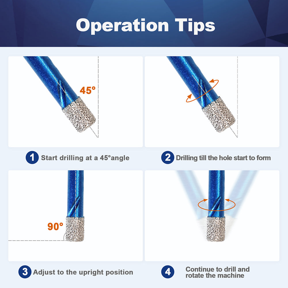 BRSCHNITT Diamond Dry Drill Bit Vacuum Brazed  5pcs Dia 6/6/8/10/12mm Drilling Marble Granite Ceramic  Round Shank Core Bit