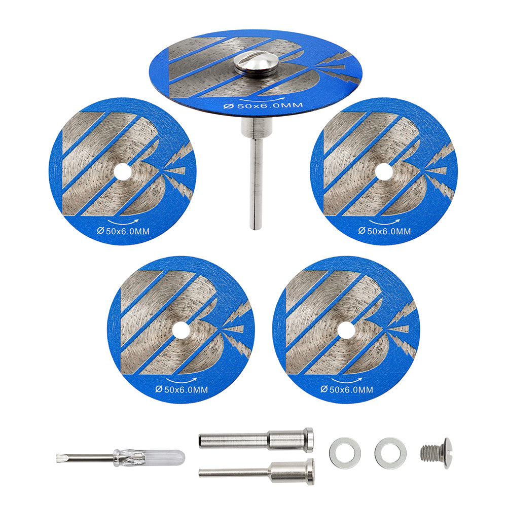 BRSCHNITT 5pcs Diamond Saw Blade Set 30-50mm Sintered Continuous Rim Cutting Disc for Tile Porcelain Ceramic