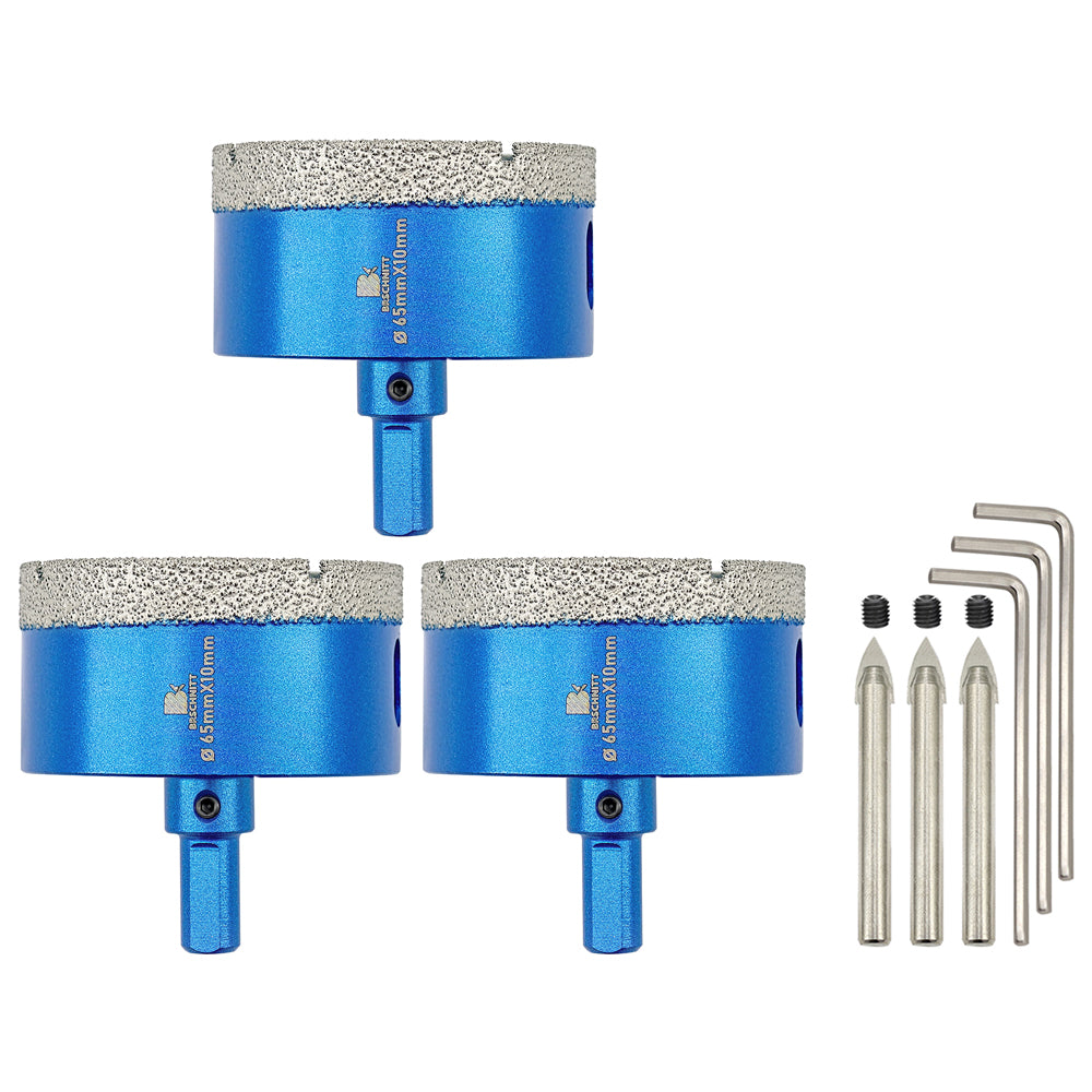 BRSCHNITT 1/2/3 Stück 20–68 mm vakuumgelöteter Bohrer mit Dreieckschaft und Positionsbohrer für Keramikfliesen, Marmor, Granit