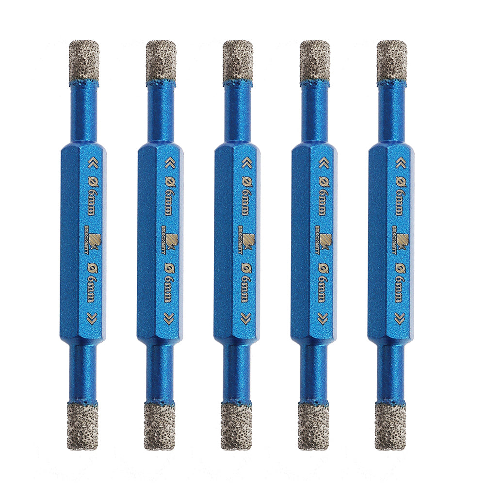 BRSCHNITT Trockener doppelseitiger Diamantbohrer, Kernbohrer, 1/2/5 Stück, Durchmesser 6–6 mm, 6–8 mm, für Granit, Marmor, Mauerwerk, Fliesen, Keramik, vakuumgelötet, Säge 