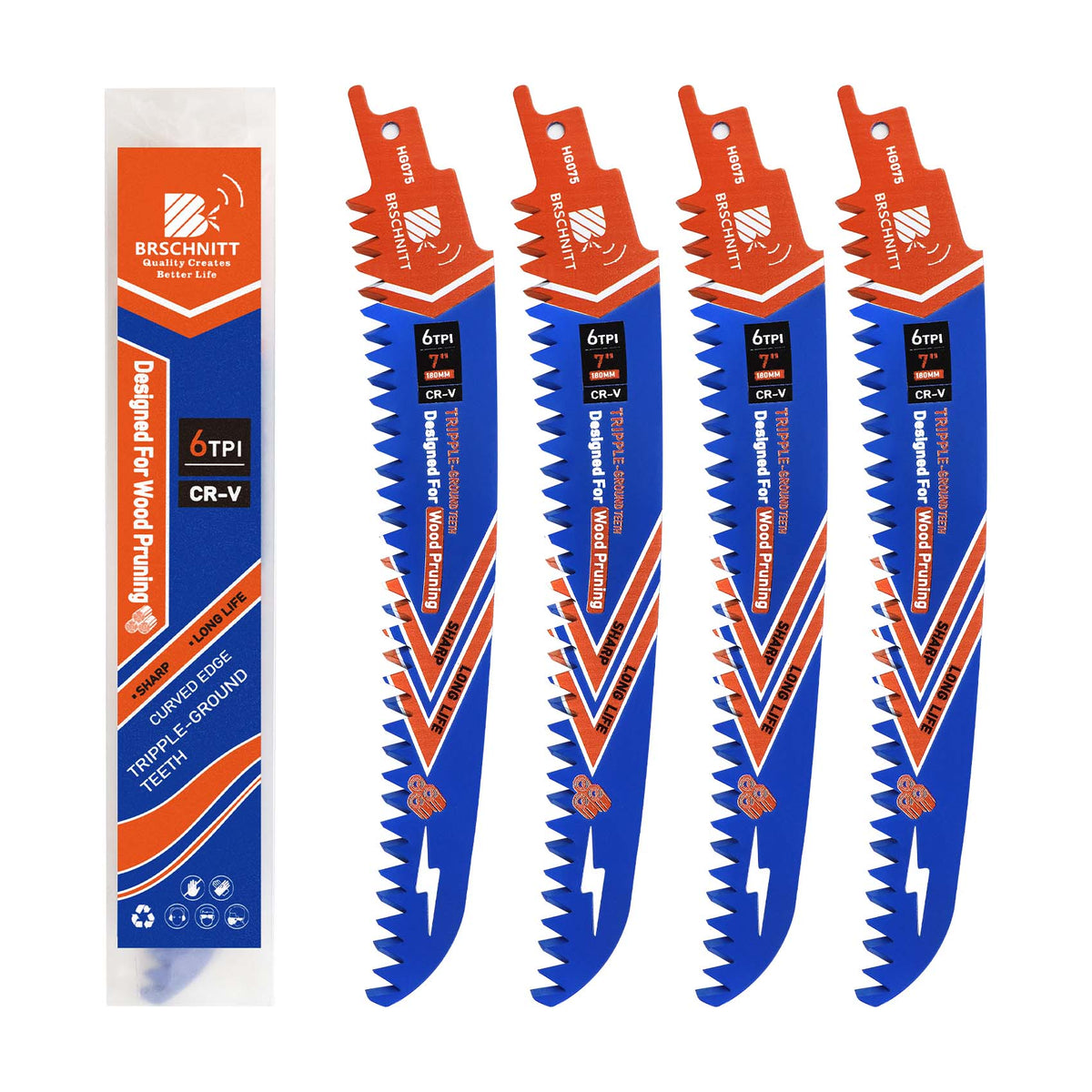 BRSCHNITT Japanese Tooth Reciprocating Saw Blade 180-380mm for Tree Trimming Wood Plastic Pipe