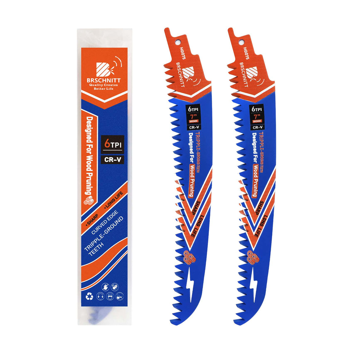 BRSCHNITT Japanese Tooth Reciprocating Saw Blade 180-380mm for Tree Trimming Wood Plastic Pipe
