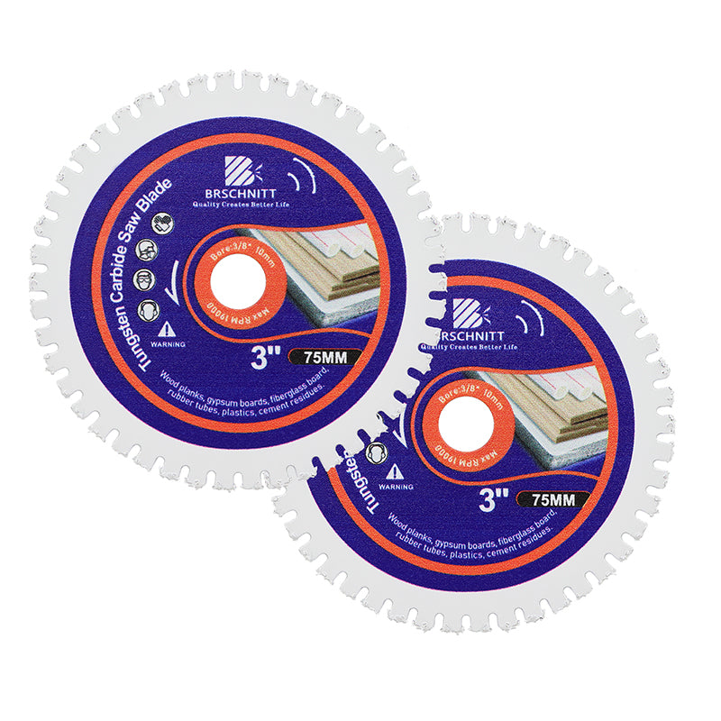 BRSCHNITT 2/3pcs Brazed Carbide Woodworking Saw Blade for Wood with Nail Rubber Plastic Cutting Disc Diameter 75/100/115/125mm Disc