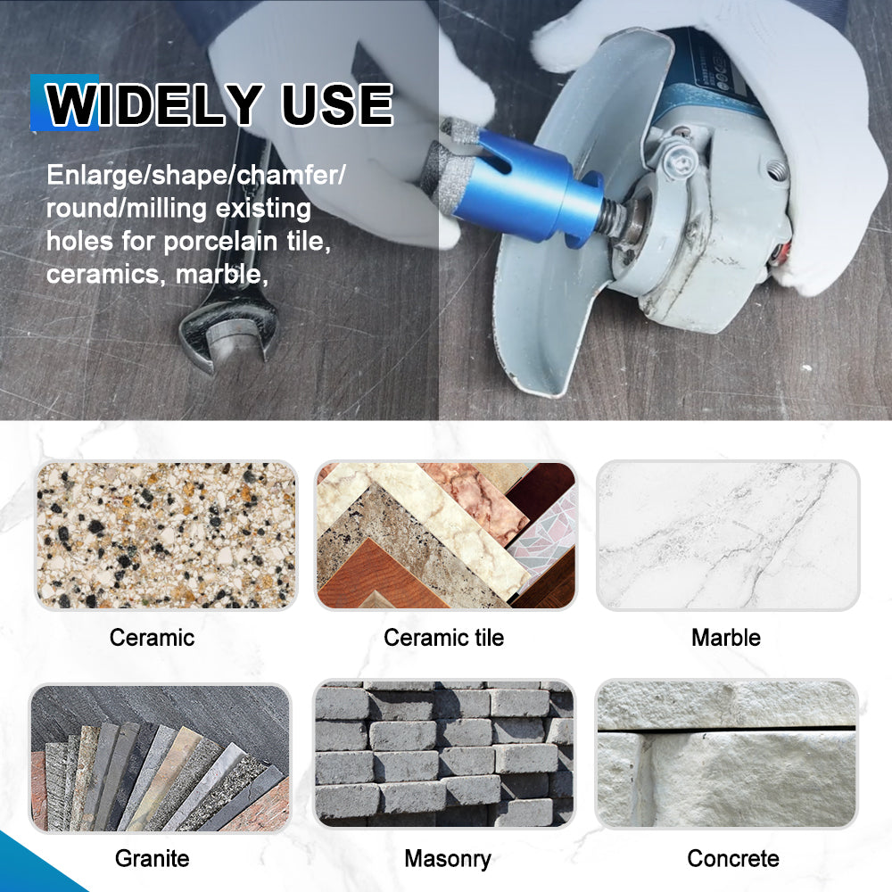 BRSCHNITT 6-68MM Diamond Hole Saw Kit 11pcs Diamond Drill Set Chamfer Milling Bit 125mm Cutting Disc Adapter Tile Marble Granite Hole Saw Tools