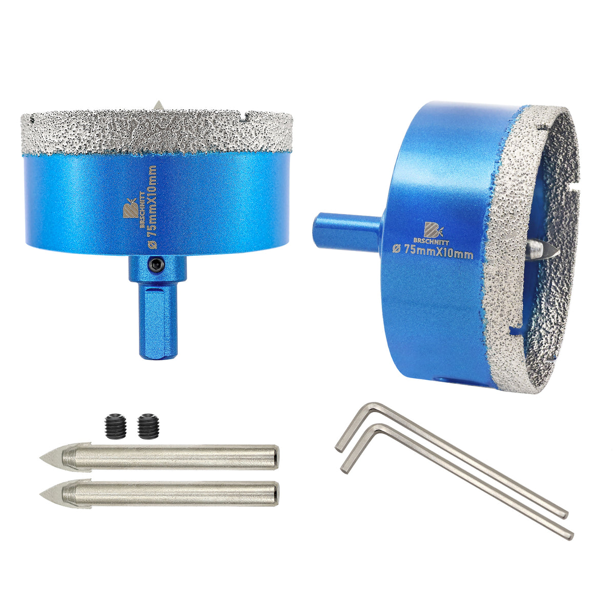 BRSCHNITT 1/2/3 Stück 20–68 mm vakuumgelöteter Bohrer mit Dreieckschaft und Positionsbohrer für Keramikfliesen, Marmor, Granit