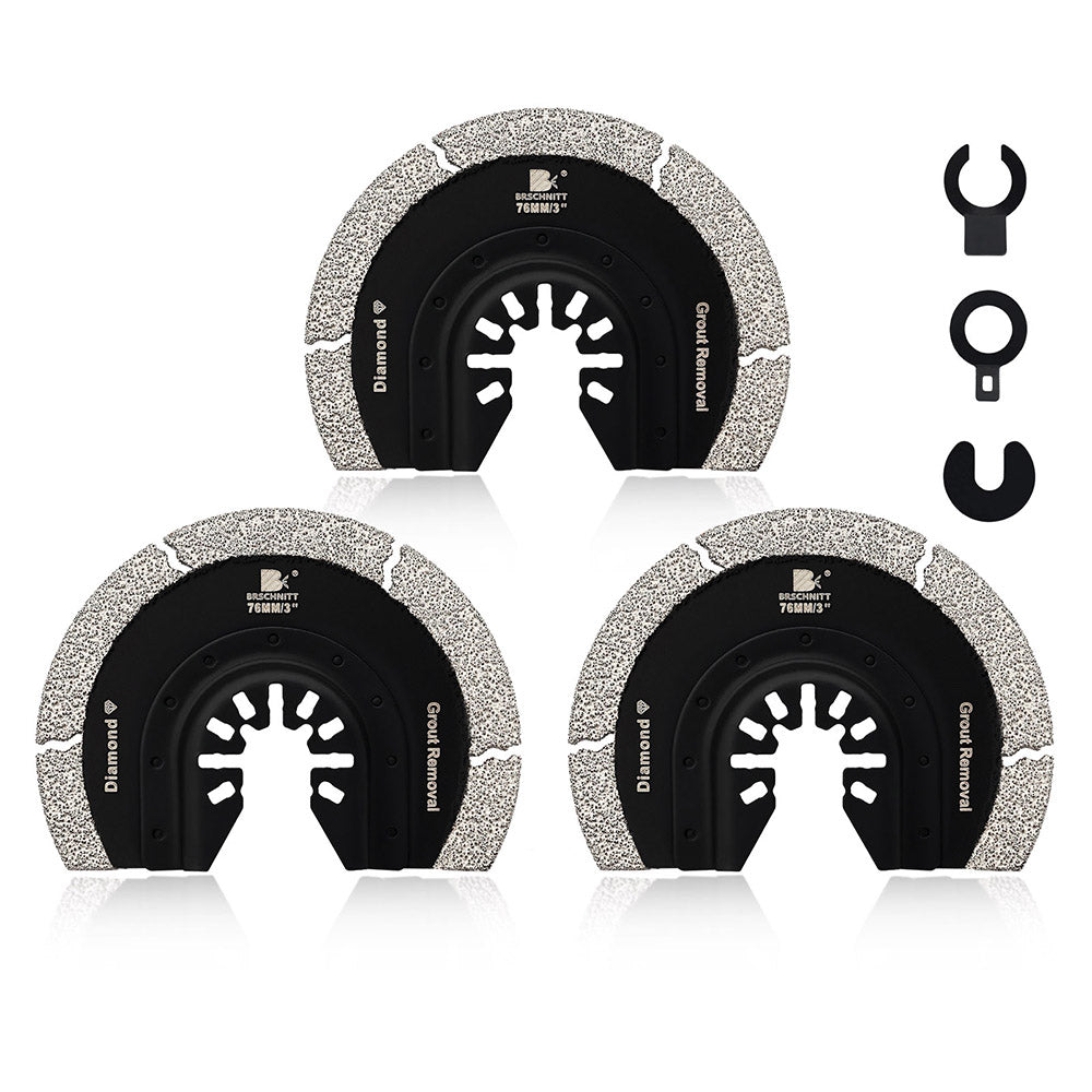 BRSCHNITT Diamond Grit Oscillating Saw Blades 2"/3" for Grout Removal Tile Cement Concrete