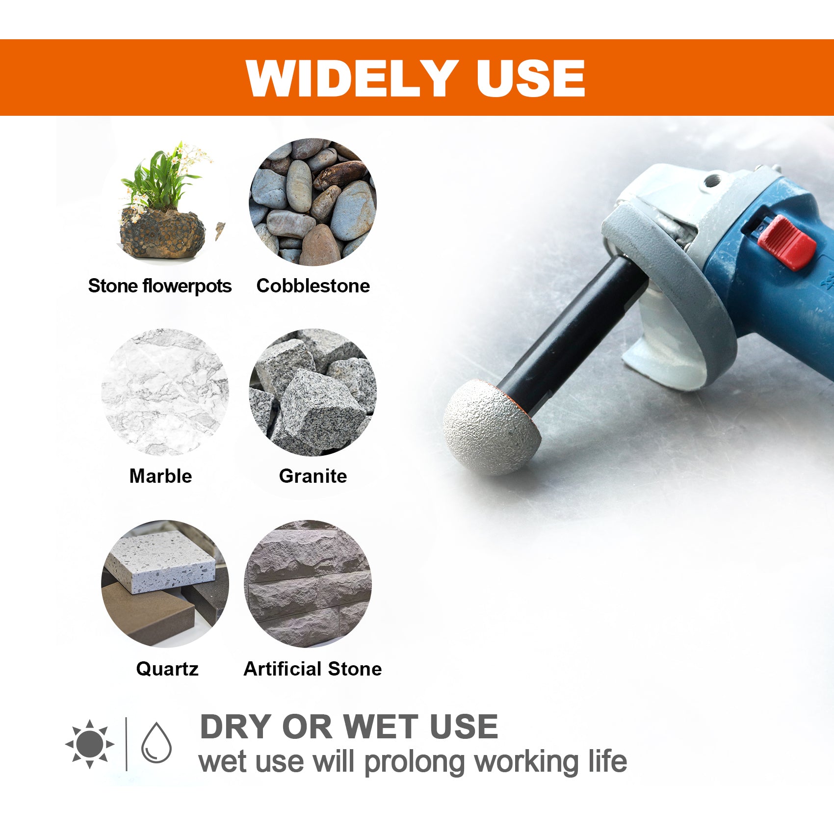 BRSCHNITT 30/50MM Diamond Milling Bits Mushroom Head for Pebble Marble Granite