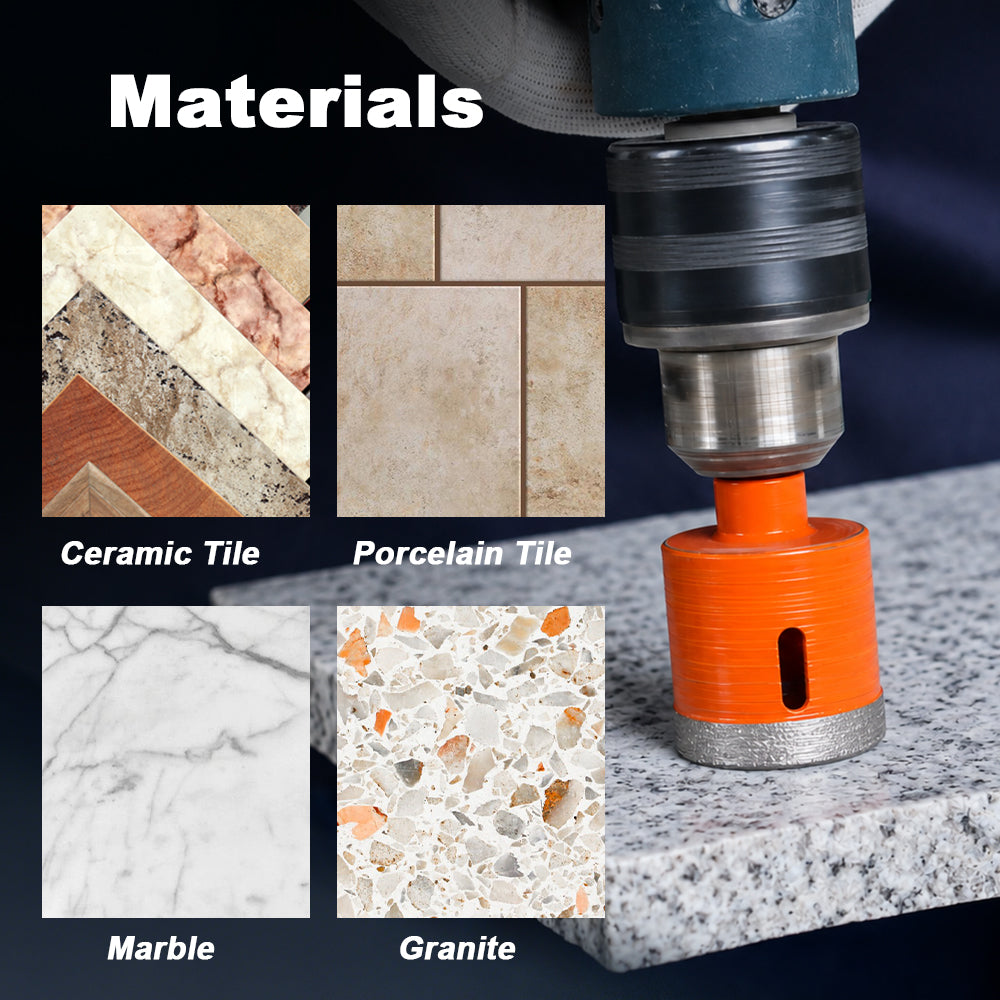 BRSCHNITT Triangle Shank Diamond Hole Saw Set 13pcs for Granite Marble Ceramic Porcelain Tile Vacuum Brazed Core Drill Bits