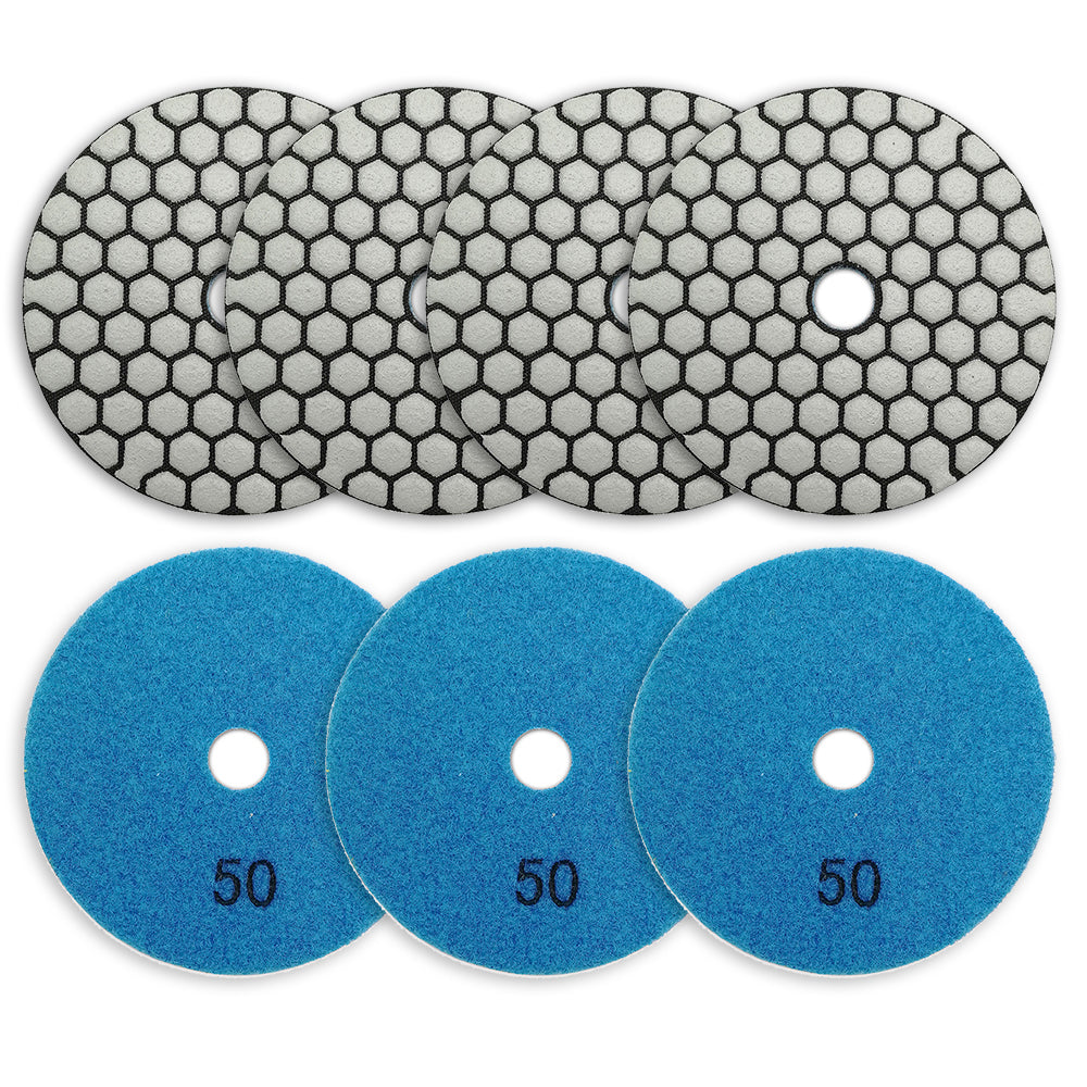 BRSCHNITT DDiamond Trockenpolierpads 4" 7 Stück/Set Polieren von Granit Marmor Keramik Kunststein Schleifscheibe