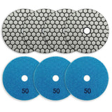 BRSCHNITT DDiamond Trockenpolierpads 4" 7 Stück/Set Polieren von Granit Marmor Keramik Kunststein Schleifscheibe