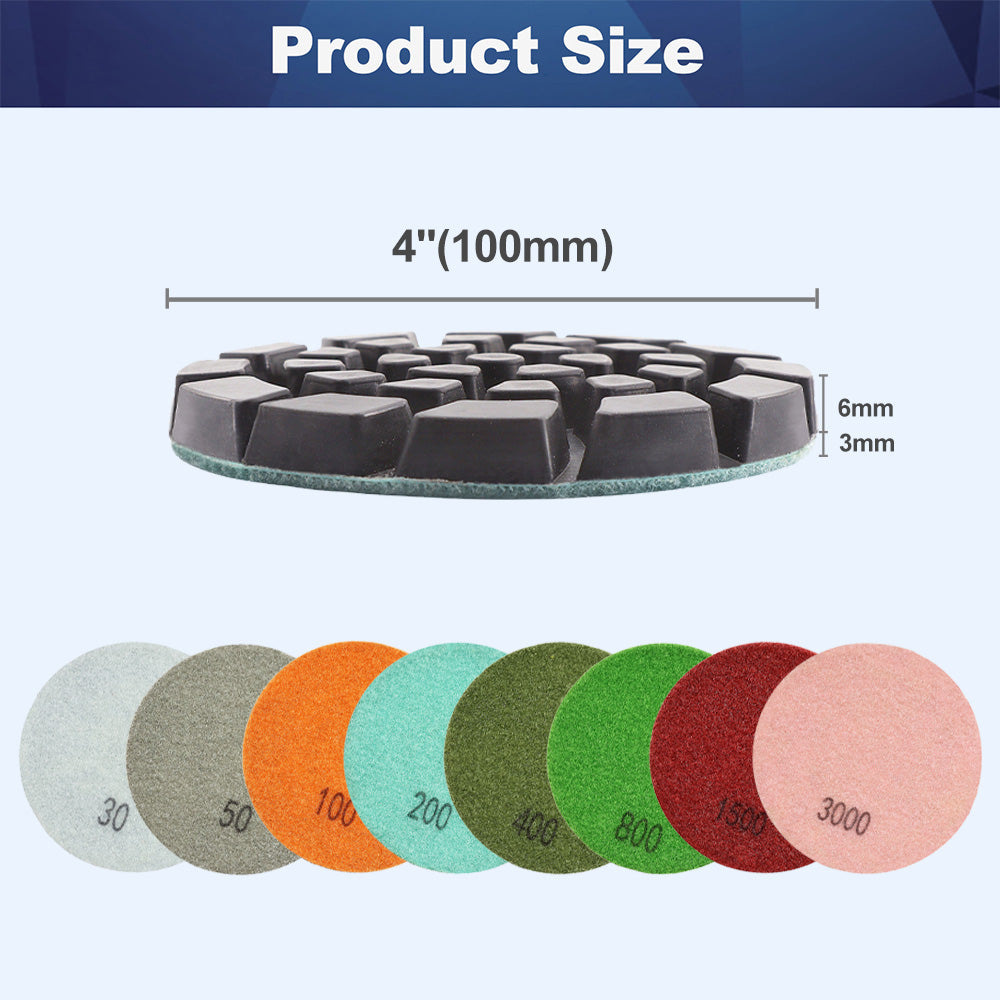 BRSCHNITT 6pcs Resin Bond Diamond Floor Polishing Pads 4" for Concrete Polishing
