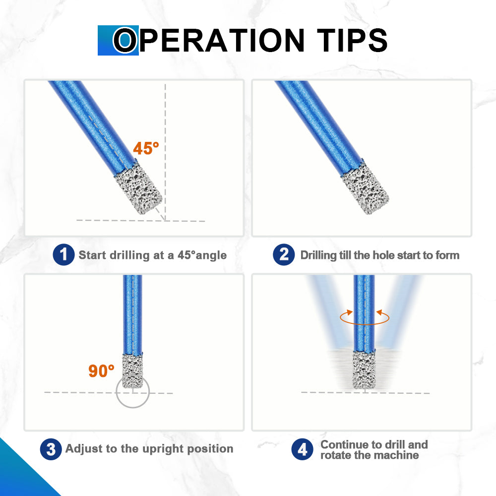 BRSCHNITT Triangle Shank Diamond Drill Bit Set 6-100mm with 20mm Finger Bit and 50mm Chamfer Bit for Tile Porcelain Granite Marble