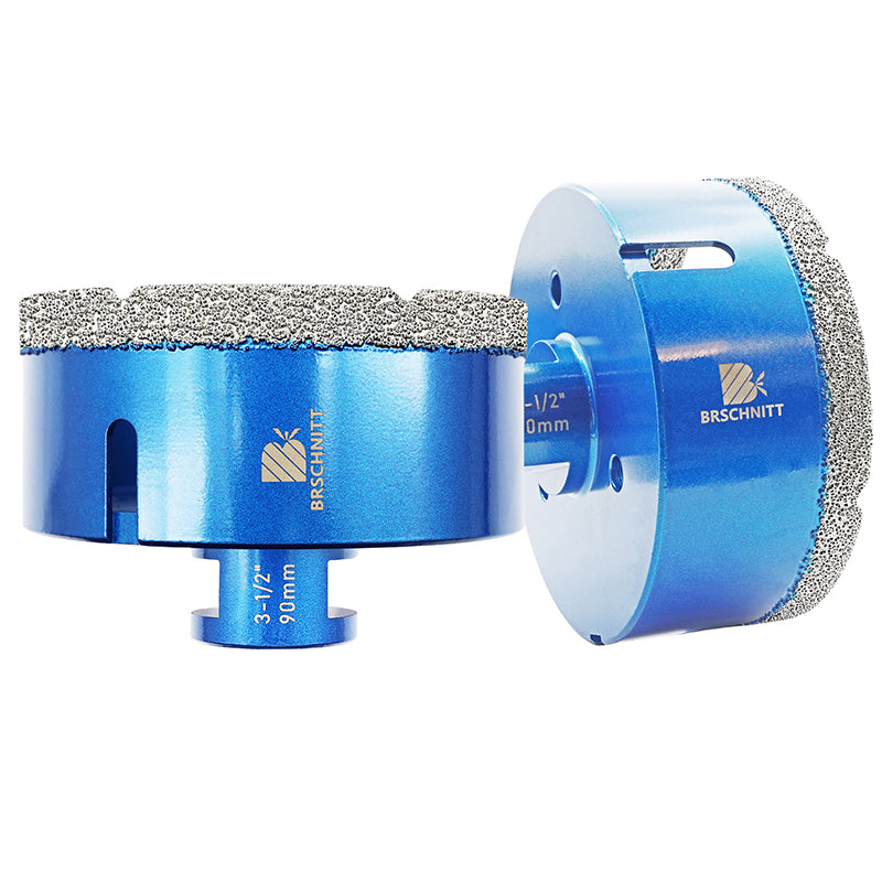 BRSCHNITT 5/8"-11 Thread Diamond Dry & Wet Hole Saw 1/4"-6" for Ceramic Porcelain Vacuum Brazed