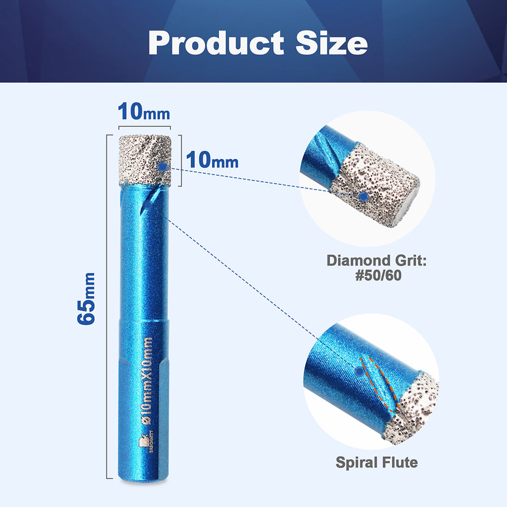 BRSCHNITT 1pcs/5pcs 6/8/10mm Diamond Drill Bit Set Triangle Shank for Tile Ceramic Stone Granite Marble Diameter Porcelain