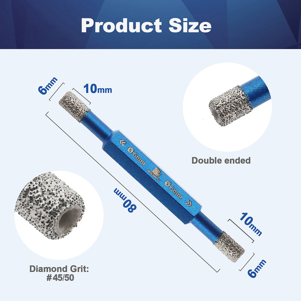 BRSCHNITT Dry Double-Ended Diamond Drill Core Bit 1/2/5pcs Dia 6-6mm 6-8mm Granite Marble Masonry Tile Ceramic Vaccum Brazed How Saw