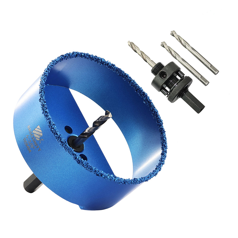 BRSCHNITT Carbide Grit Hole Saw 6-3/8" with Arbor for Wood Drywall MDF Plaster and Hardie Board
